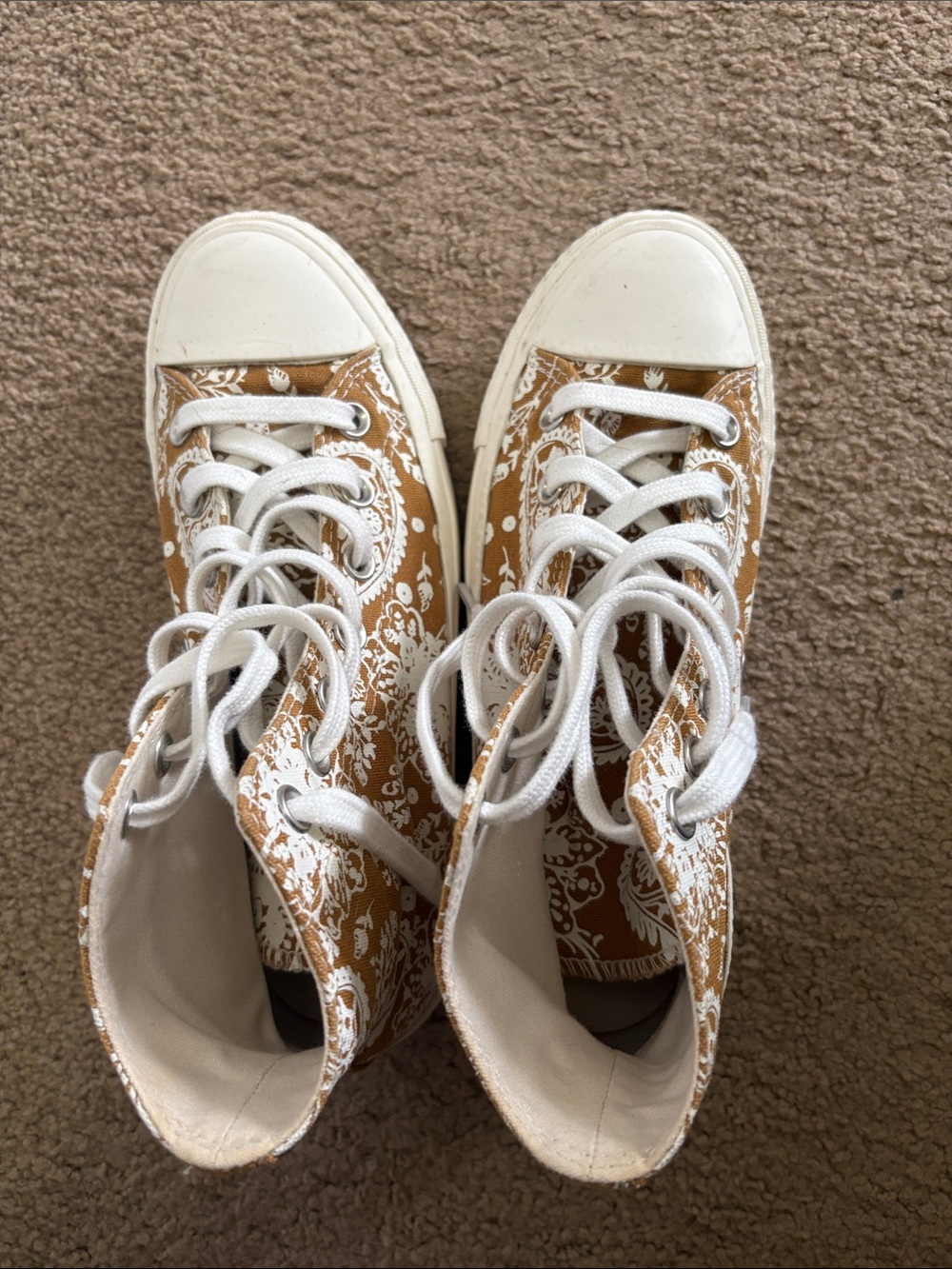 Converse Tan Paisley High-Top Lace-Up Sneakers